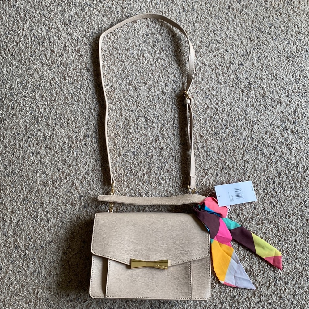 Sand colored Betsey Johnson Top Handle purse.